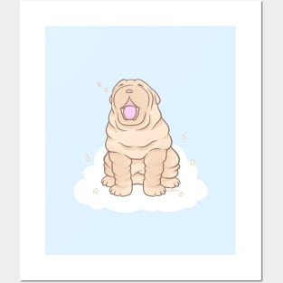 Cream Shar Pei Puppy - Cute Shar Pei Yawning Posters and Art